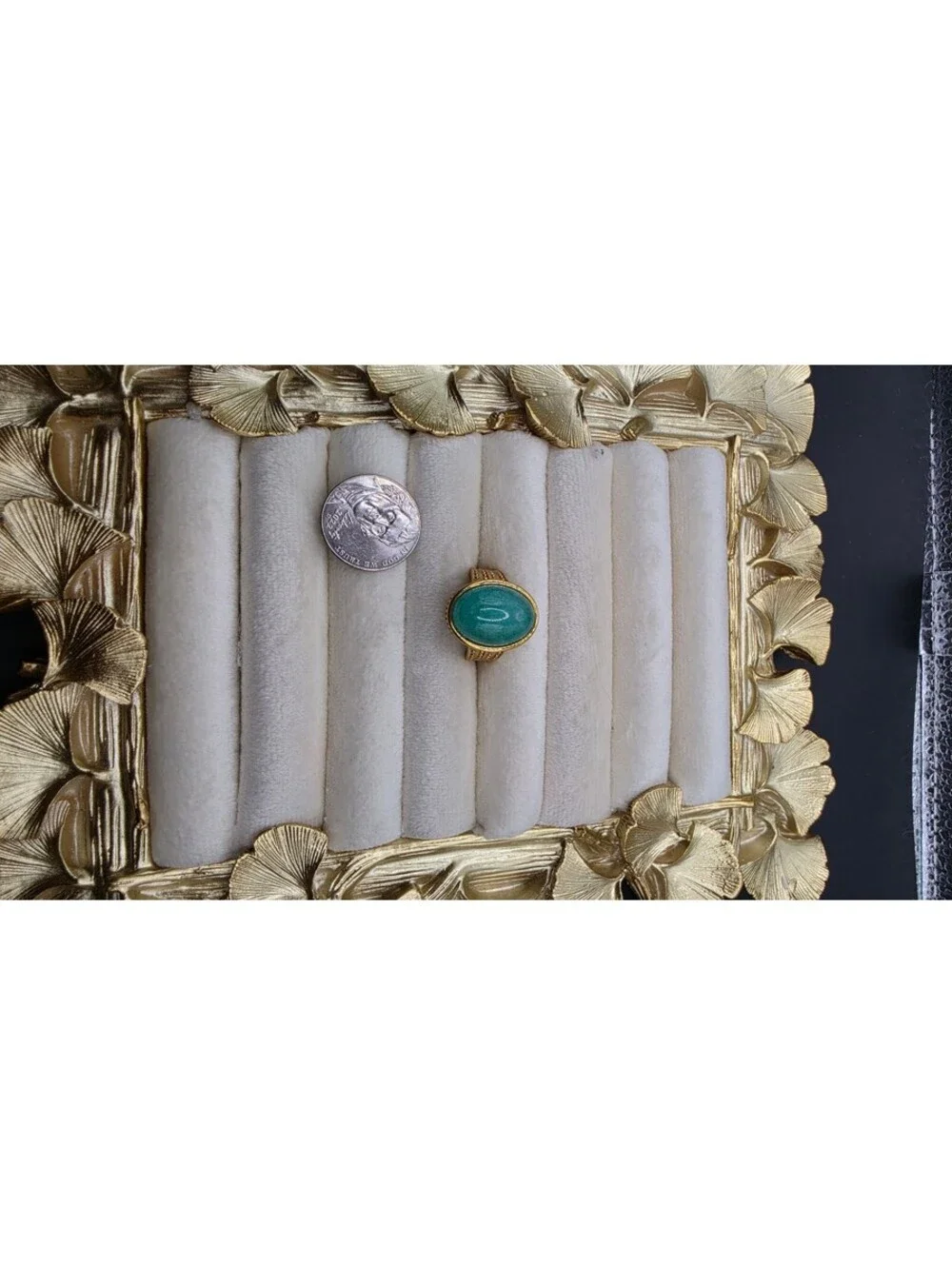 Gold Tone Amazonite Stone Ring Size 7